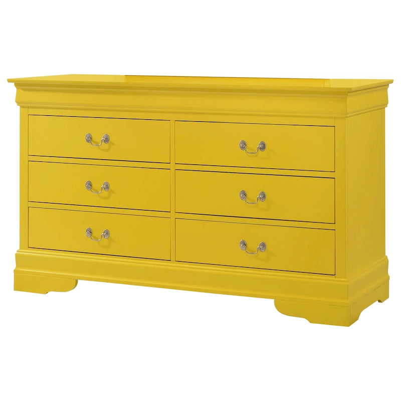 6-Drawer Bedroom Dresser Wood Veneer Traditional Style Multi-Color