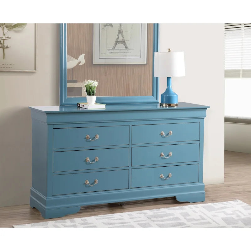 6-Drawer Bedroom Dresser Wood Veneer Traditional Style Multi-Color