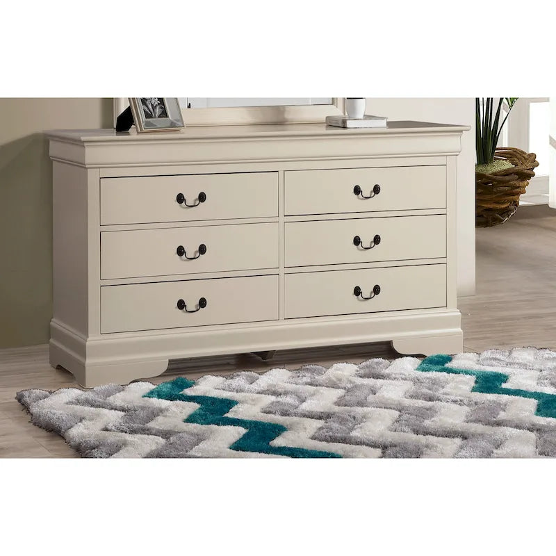 6-Drawer Bedroom Dresser Wood Veneer Traditional Style Multi-Color