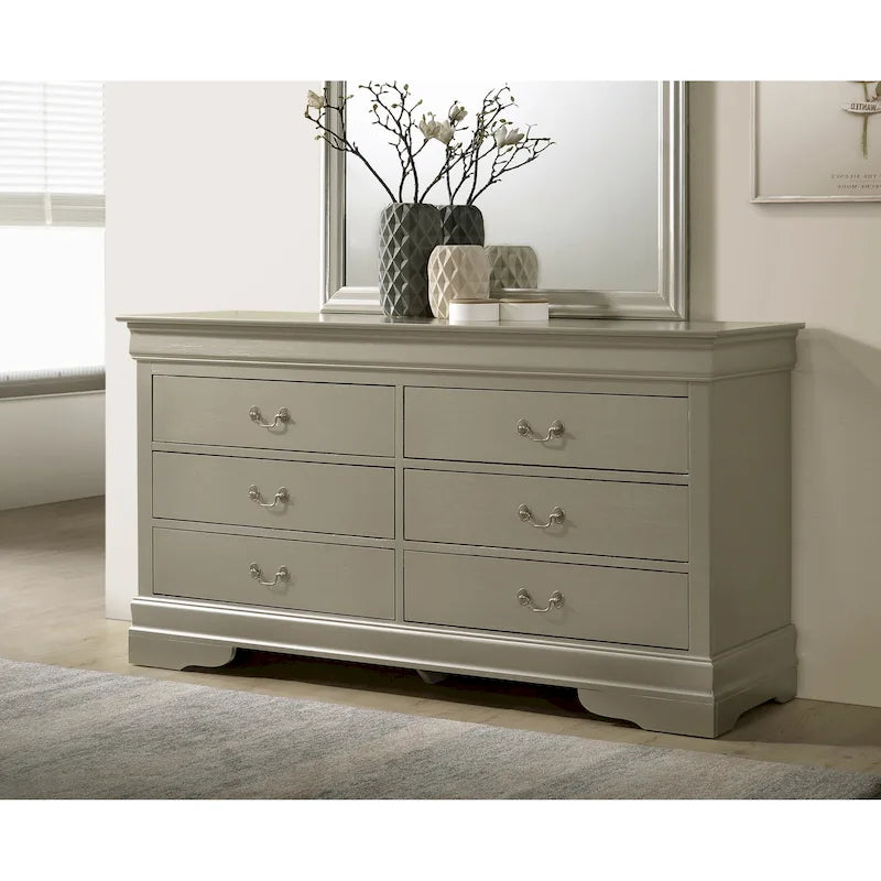 6-Drawer Bedroom Dresser Wood Veneer Traditional Style Multi-Color