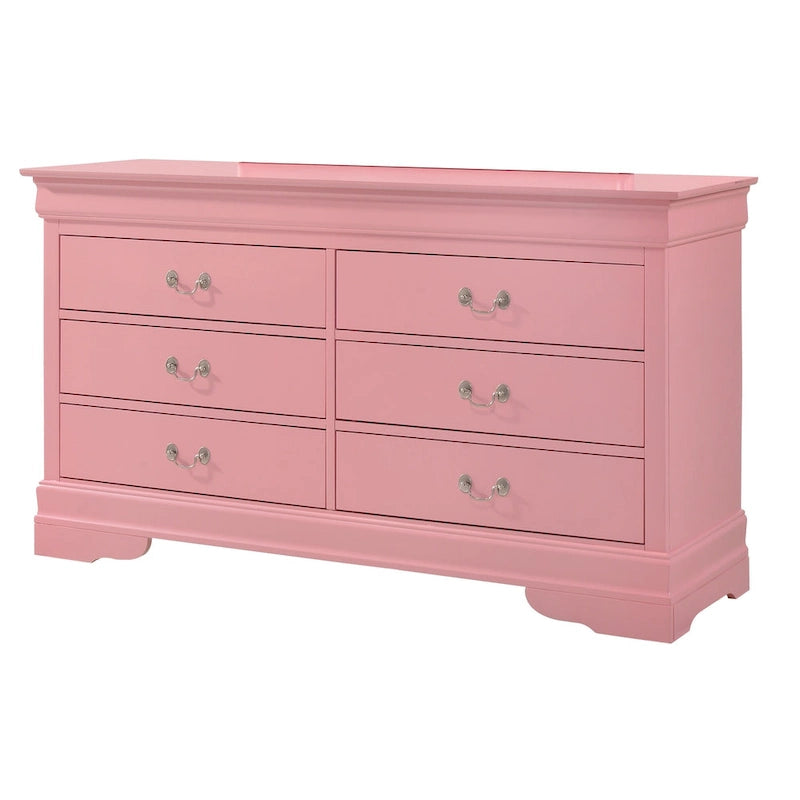 6-Drawer Bedroom Dresser Wood Veneer Traditional Style Multi-Color