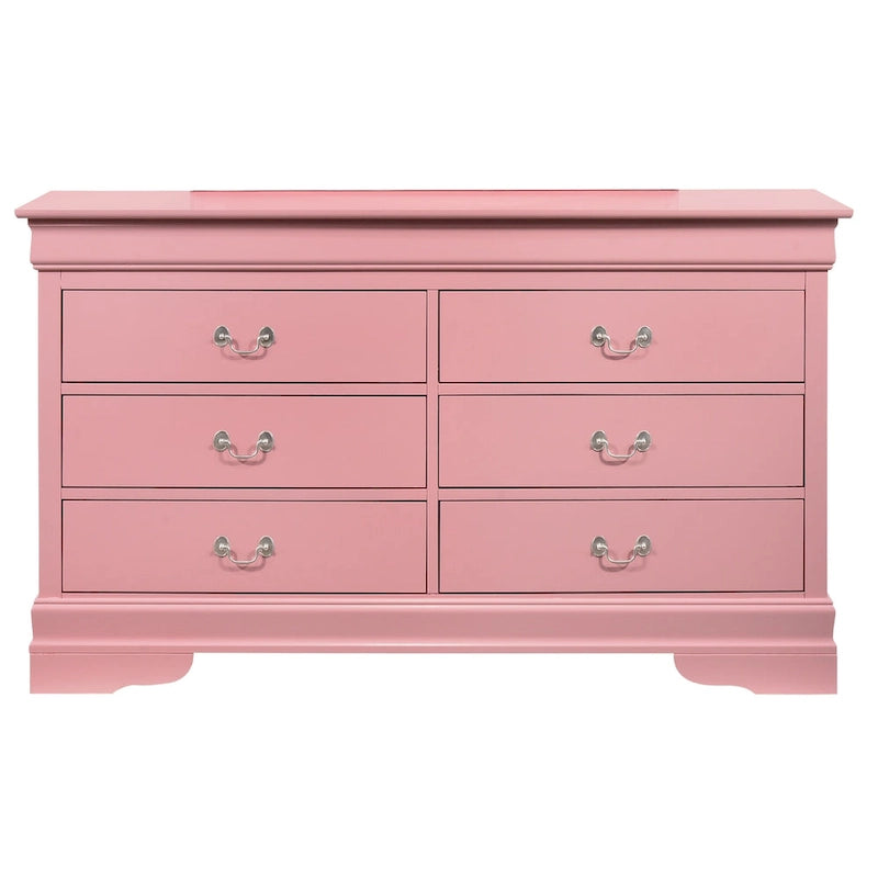 6-Drawer Bedroom Dresser Wood Veneer Traditional Style Multi-Color