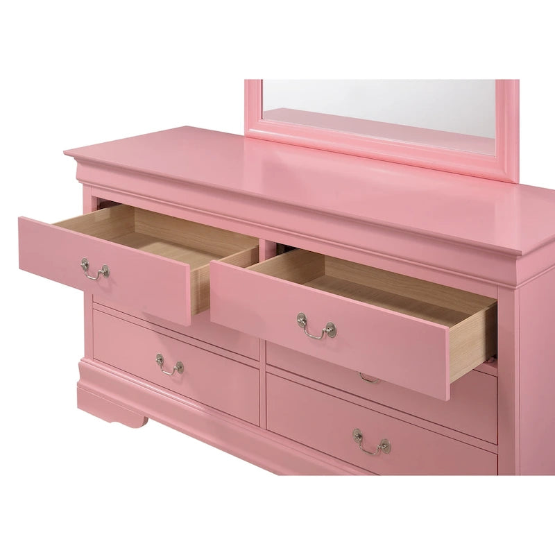 6-Drawer Bedroom Dresser Wood Veneer Traditional Style Multi-Color