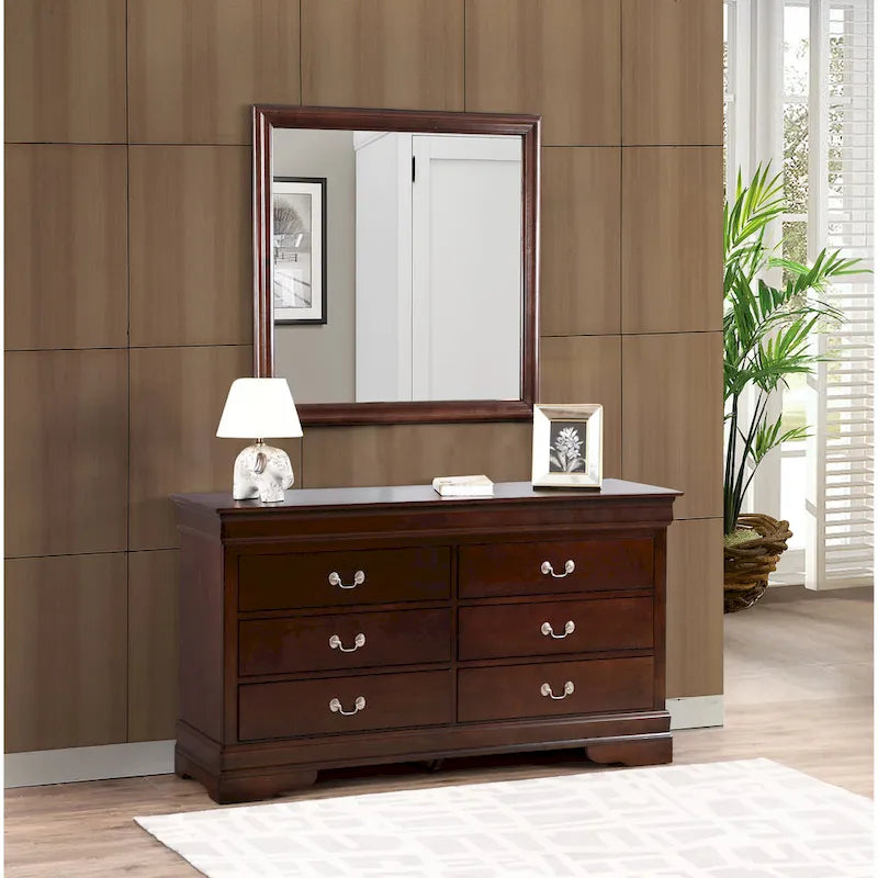 6-Drawer Bedroom Dresser Wood Veneer Traditional Style Multi-Color