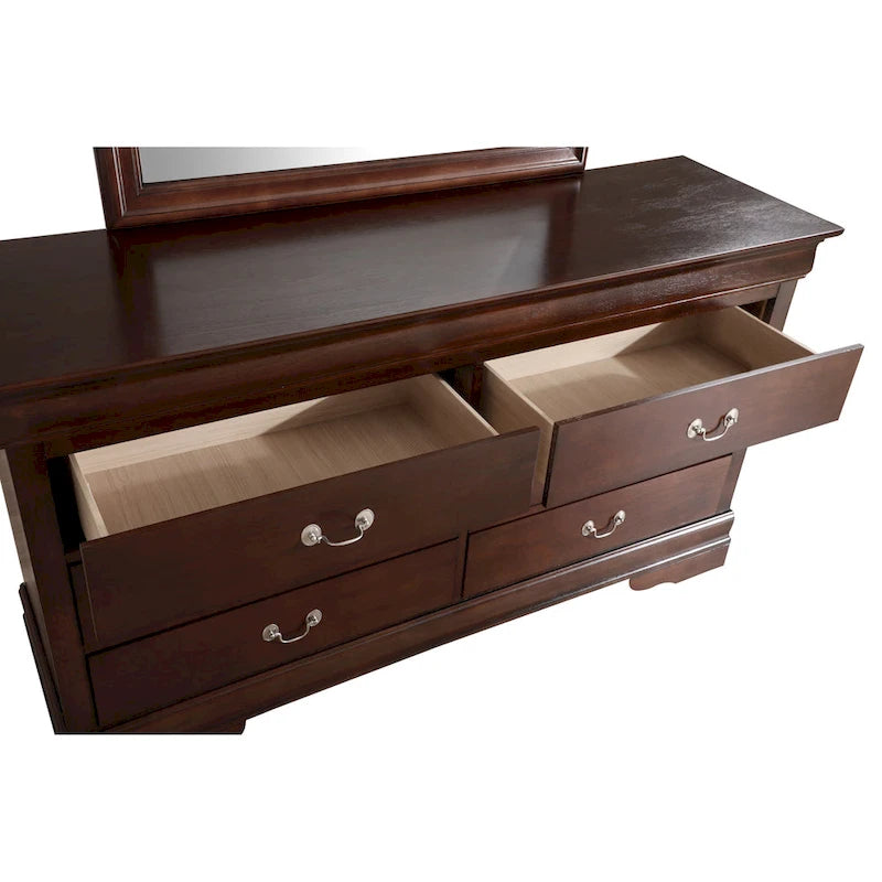 6-Drawer Bedroom Dresser Wood Veneer Traditional Style Multi-Color