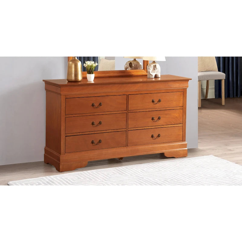 6-Drawer Bedroom Dresser Wood Veneer Traditional Style Multi-Color