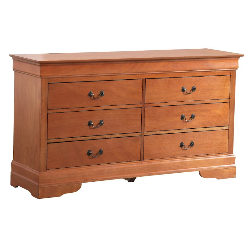 6-Drawer Bedroom Dresser Wood Veneer Traditional Style Multi-Color