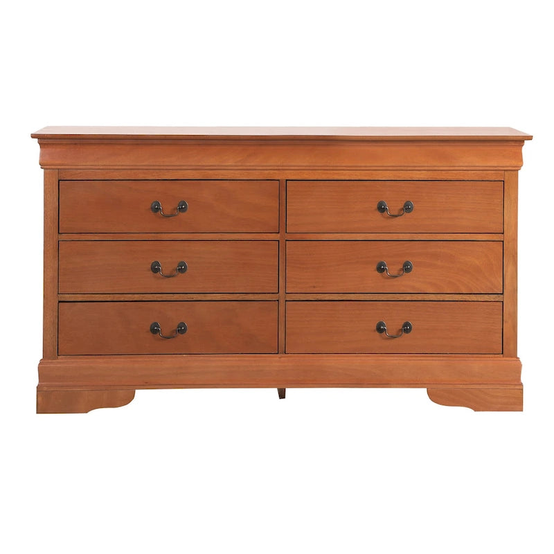 6-Drawer Bedroom Dresser Wood Veneer Traditional Style Multi-Color