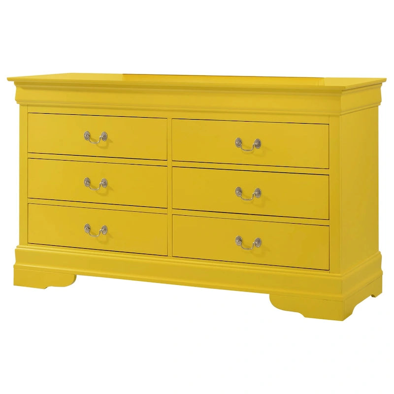 6-Drawer Bedroom Dresser Wood Veneer Traditional Style Multi-Color