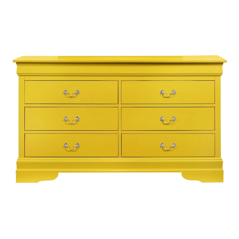 6-Drawer Bedroom Dresser Wood Veneer Traditional Style Multi-Color
