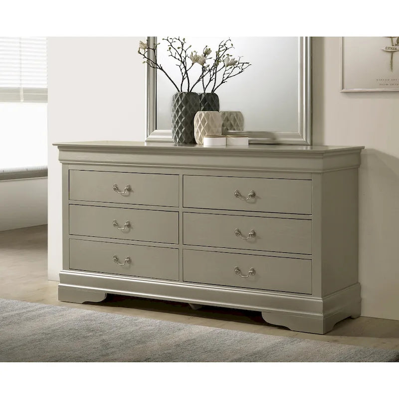 6-Drawer Bedroom Dresser Wood Veneer Traditional Style Multi-Color