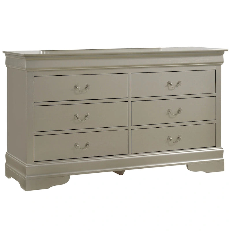 6-Drawer Bedroom Dresser Wood Veneer Traditional Style Multi-Color