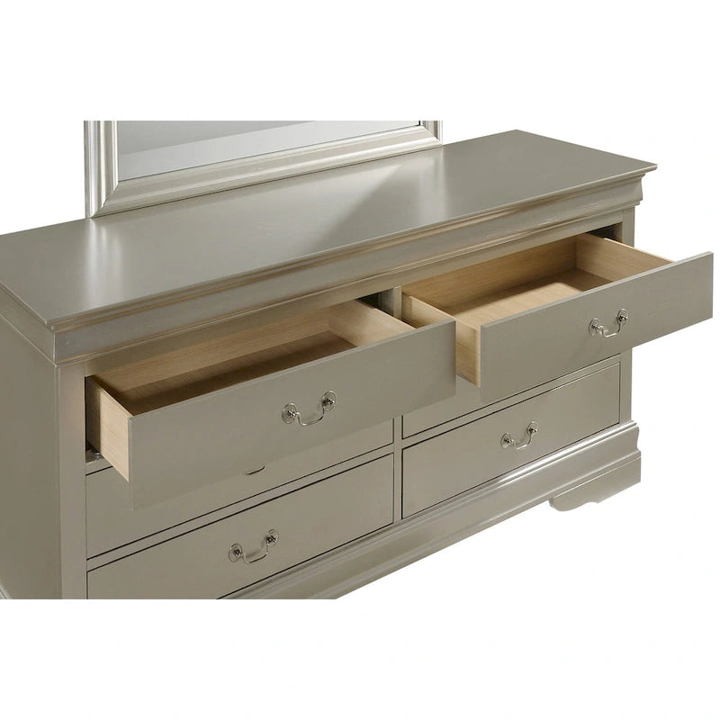 6-Drawer Bedroom Dresser Wood Veneer Traditional Style Multi-Color