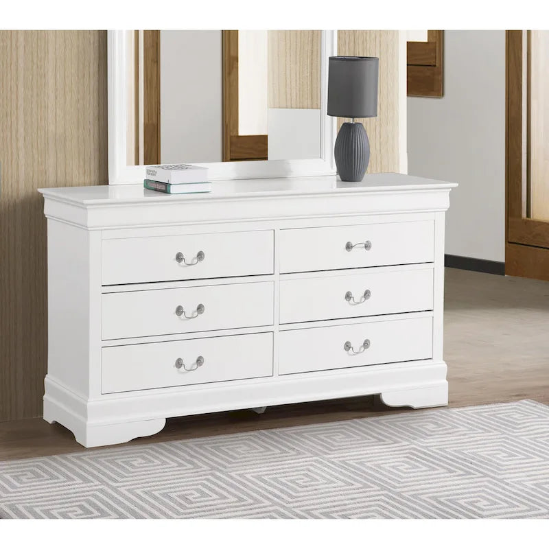 6-Drawer Bedroom Dresser Wood Veneer Traditional Style Multi-Color