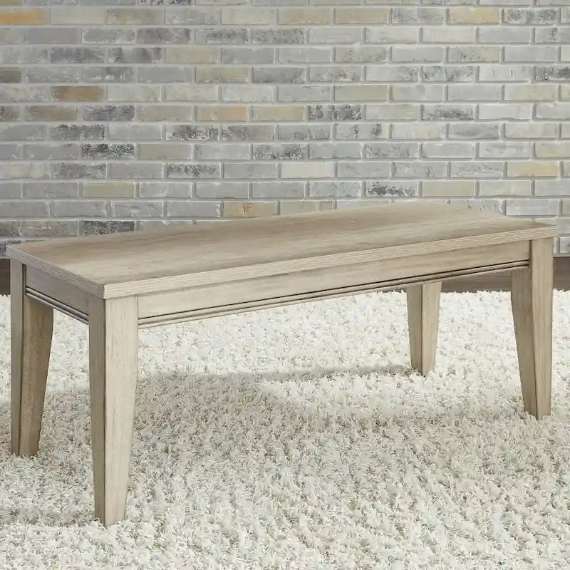 Sandstone Wood Dining Bench with Tapered Legs and Bead Molding Detail