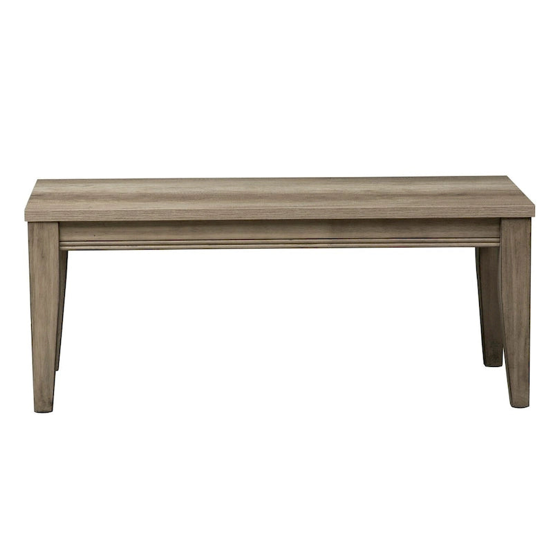 Sandstone Wood Dining Bench with Tapered Legs and Bead Molding Detail