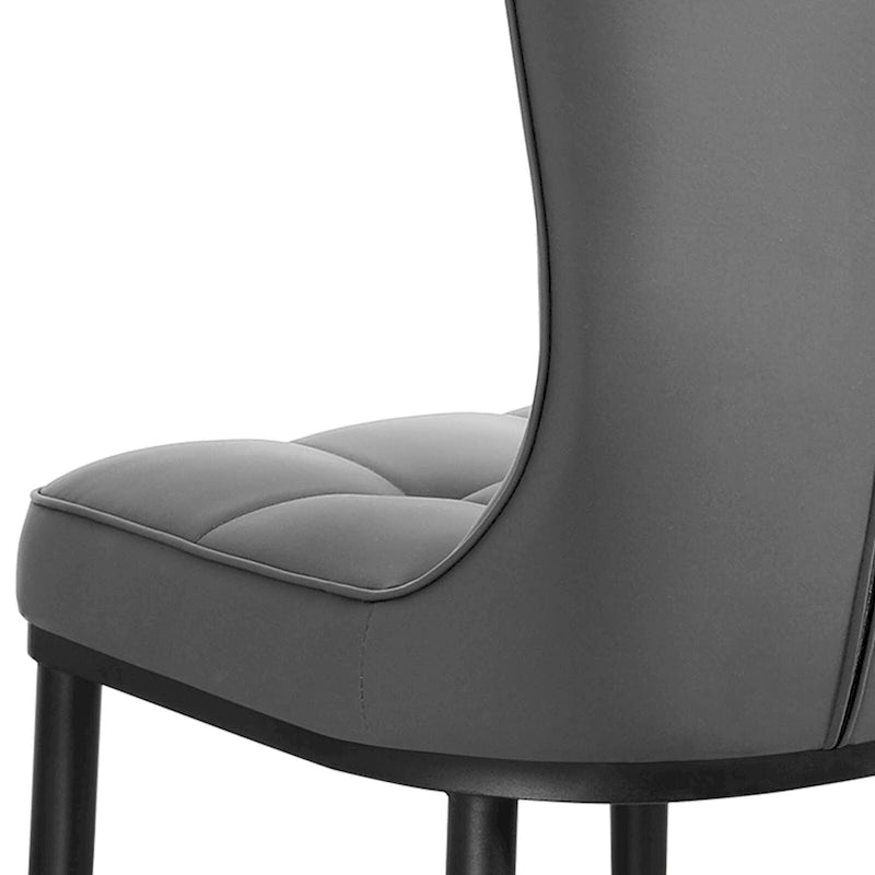 Contemporary High-Back Faux Leather Upholstered Dining Chair with Metal Legs