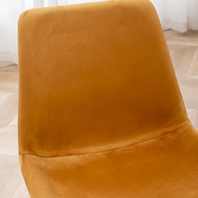 Modern Velvet Upholstered Dining Chair with Gold Metal Legs