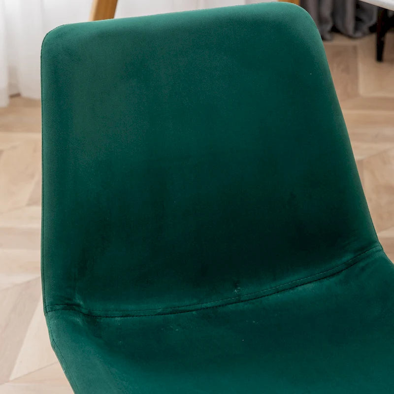 Modern Velvet Upholstered Dining Chair with Gold Metal Legs