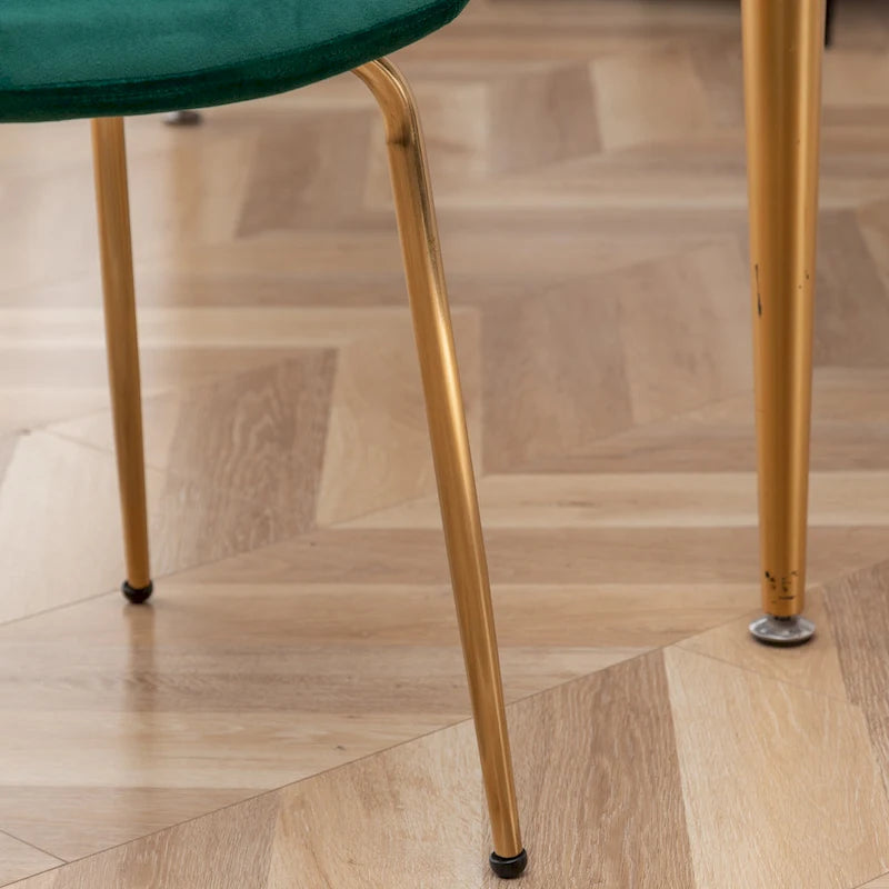 Modern Velvet Upholstered Dining Chair with Gold Metal Legs