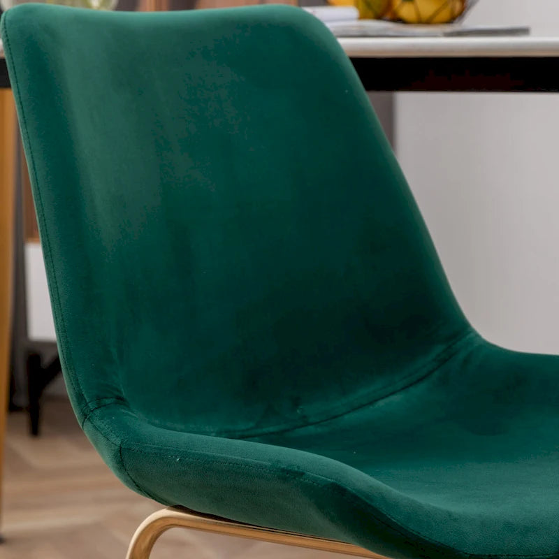 Modern Velvet Upholstered Dining Chair with Gold Metal Legs
