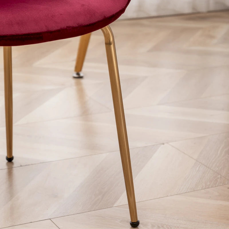 Modern Velvet Upholstered Dining Chair with Gold Metal Legs
