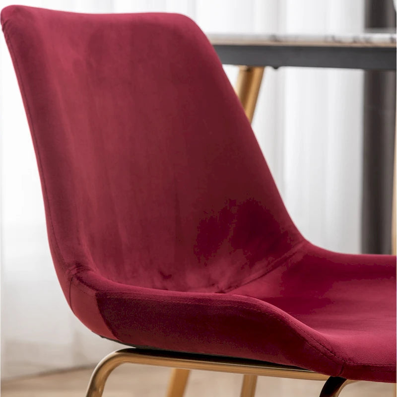 Modern Velvet Upholstered Dining Chair with Gold Metal Legs
