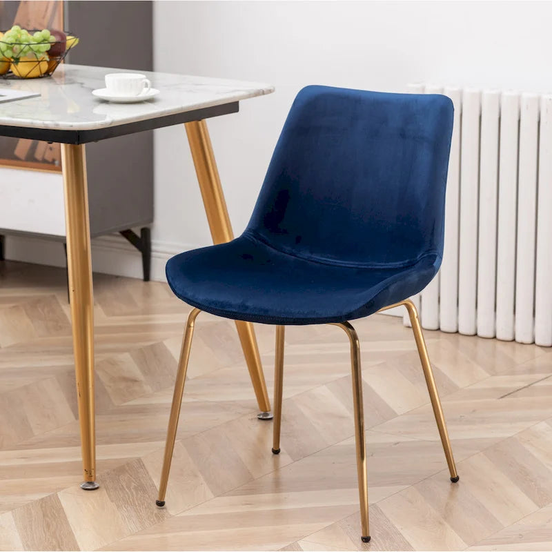 Modern Velvet Upholstered Dining Chair with Gold Metal Legs