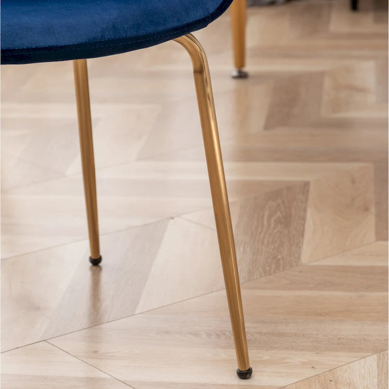 Modern Velvet Upholstered Dining Chair with Gold Metal Legs