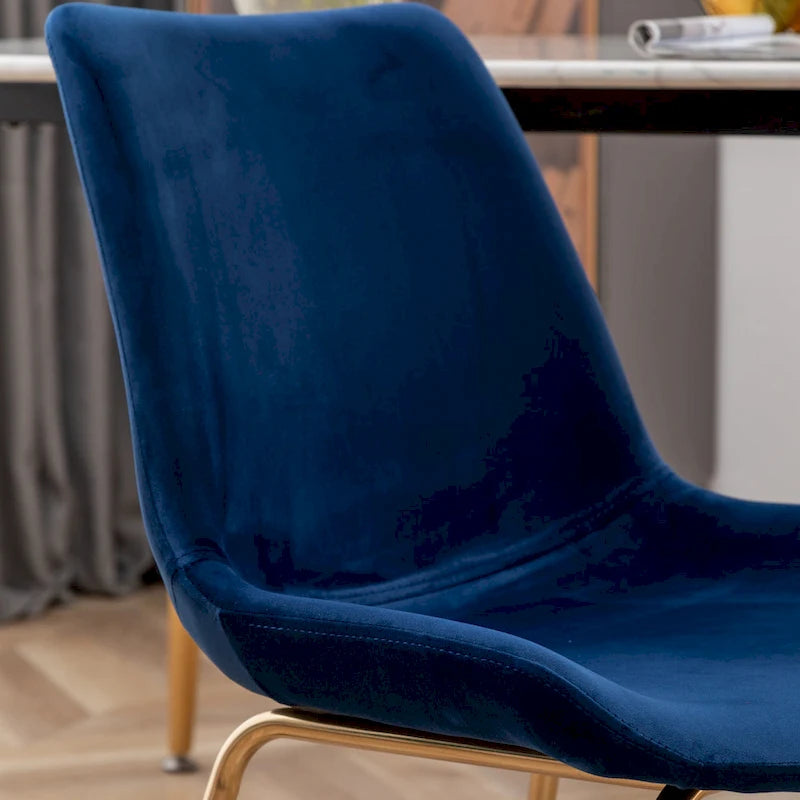 Modern Velvet Upholstered Dining Chair with Gold Metal Legs
