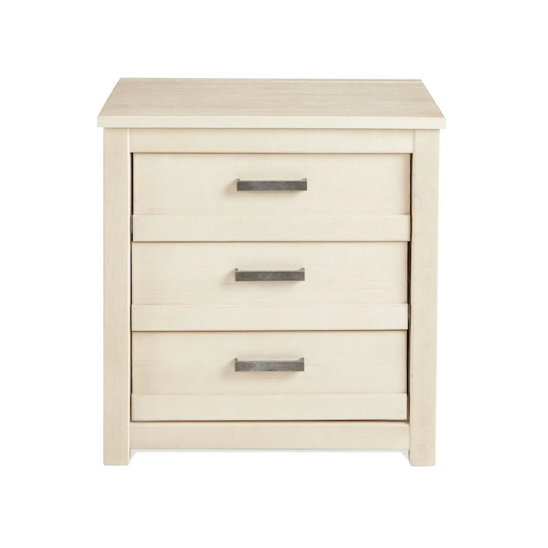 3-Drawer Solid Wood Nightstand with Antique Finish and Metal Pulls