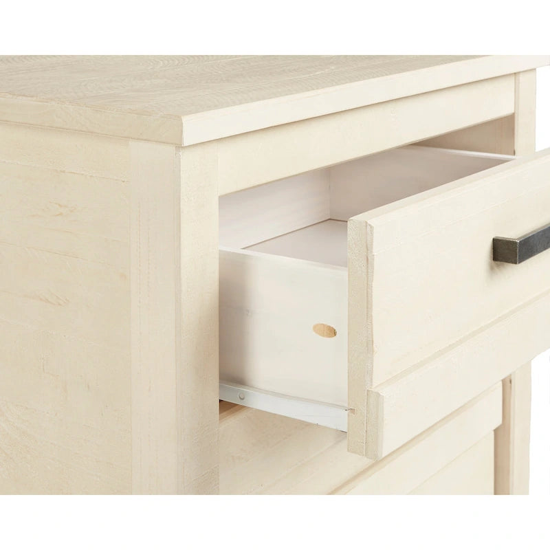 3-Drawer Solid Wood Nightstand with Antique Finish and Metal Pulls