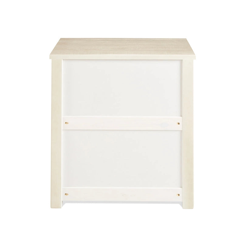 3-Drawer Solid Wood Nightstand with Antique Finish and Metal Pulls
