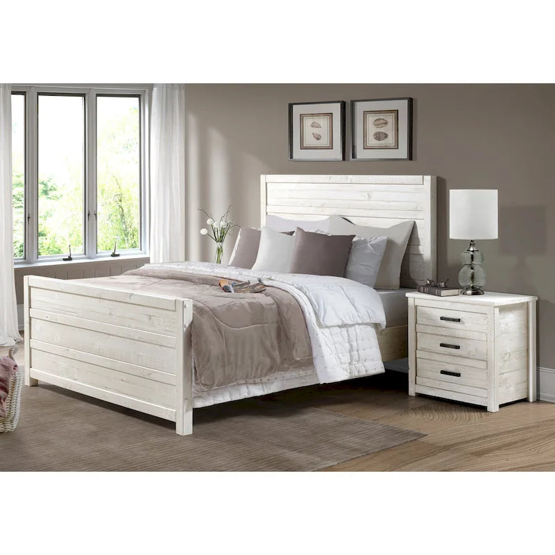 3-Drawer Solid Wood Nightstand with Antique Finish and Metal Pulls
