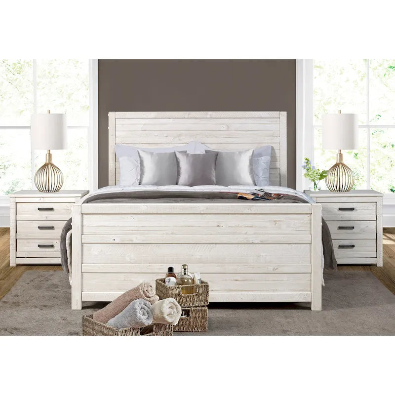 3-Drawer Solid Wood Nightstand with Antique Finish and Metal Pulls