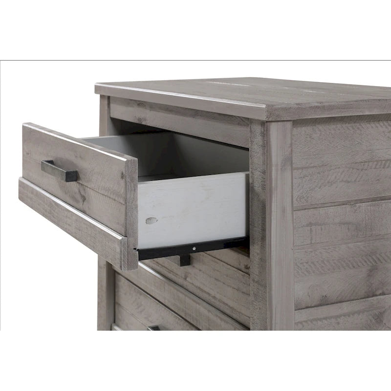 3-Drawer Solid Wood Nightstand with Antique Finish and Metal Pulls