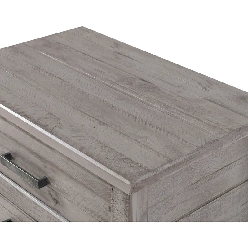 3-Drawer Solid Wood Nightstand with Antique Finish and Metal Pulls
