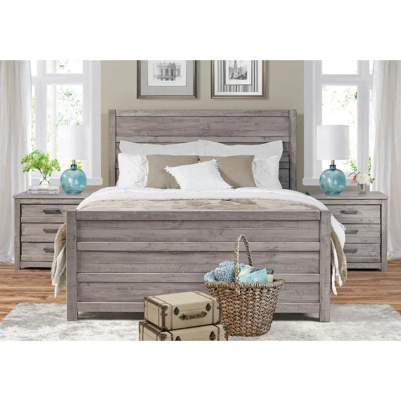 3-Drawer Solid Wood Nightstand with Antique Finish and Metal Pulls