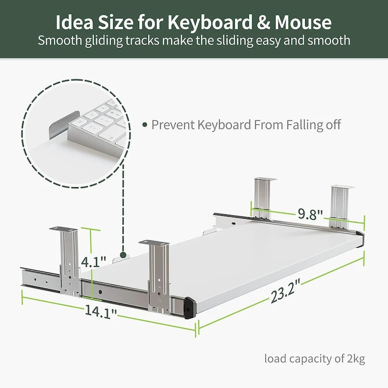 Electric Height Adjustable Standing Desk with Keyboard Tray and Hooks White