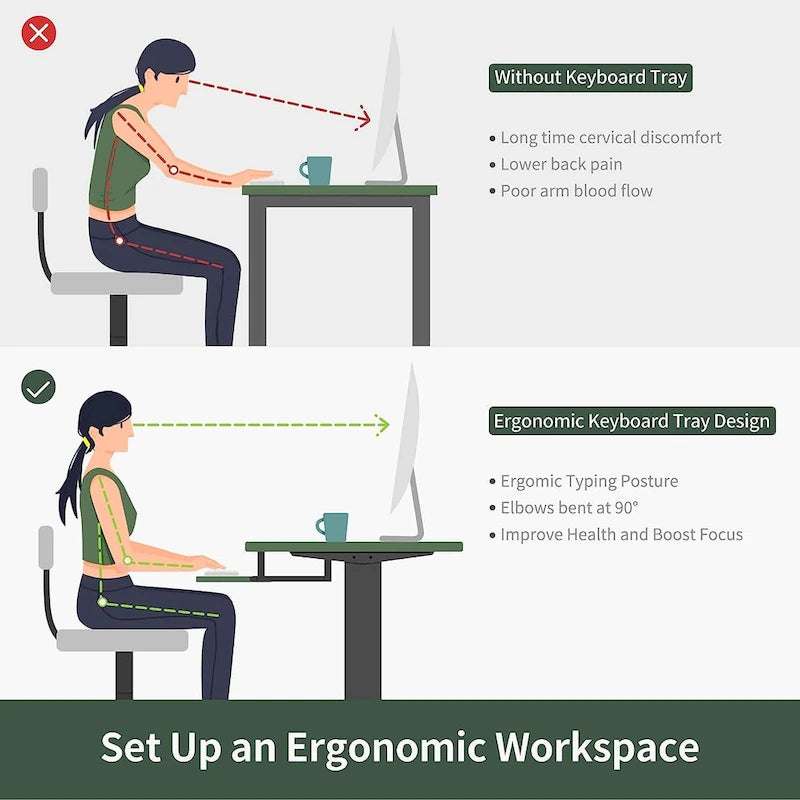 Electric Height Adjustable Standing Desk with Keyboard Tray and Hooks White