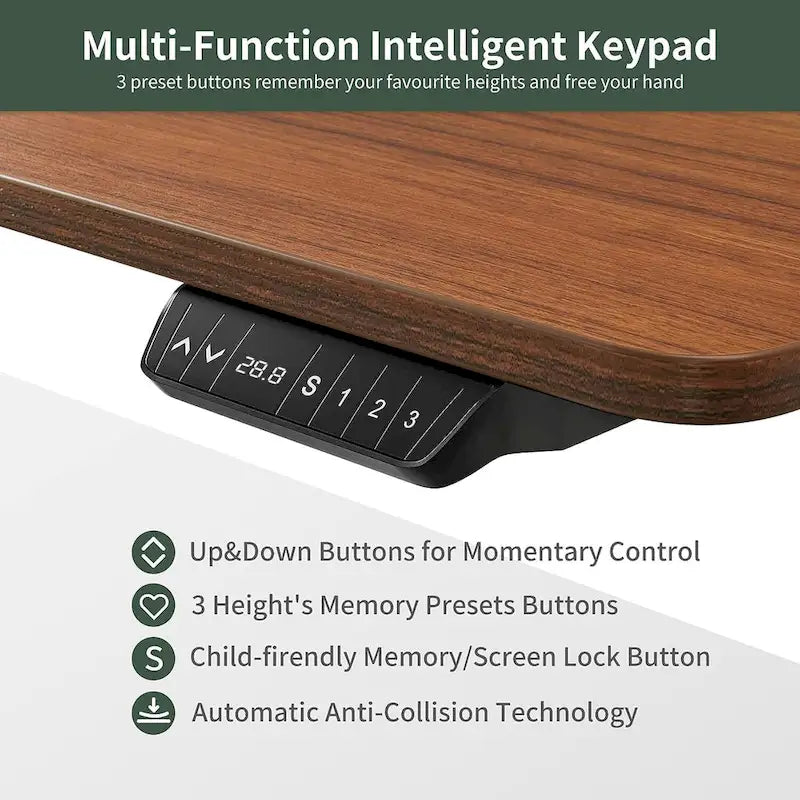 Electric Height Adjustable Standing Desk with Keyboard Tray and Hooks White