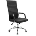 High Back Ribbed PU Leather Office Chair with Adjustable Height, Black & White