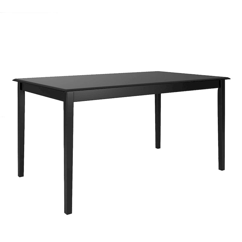 Black Rubberwood Rectangular Mission-Style Dining Table with Tapered Legs