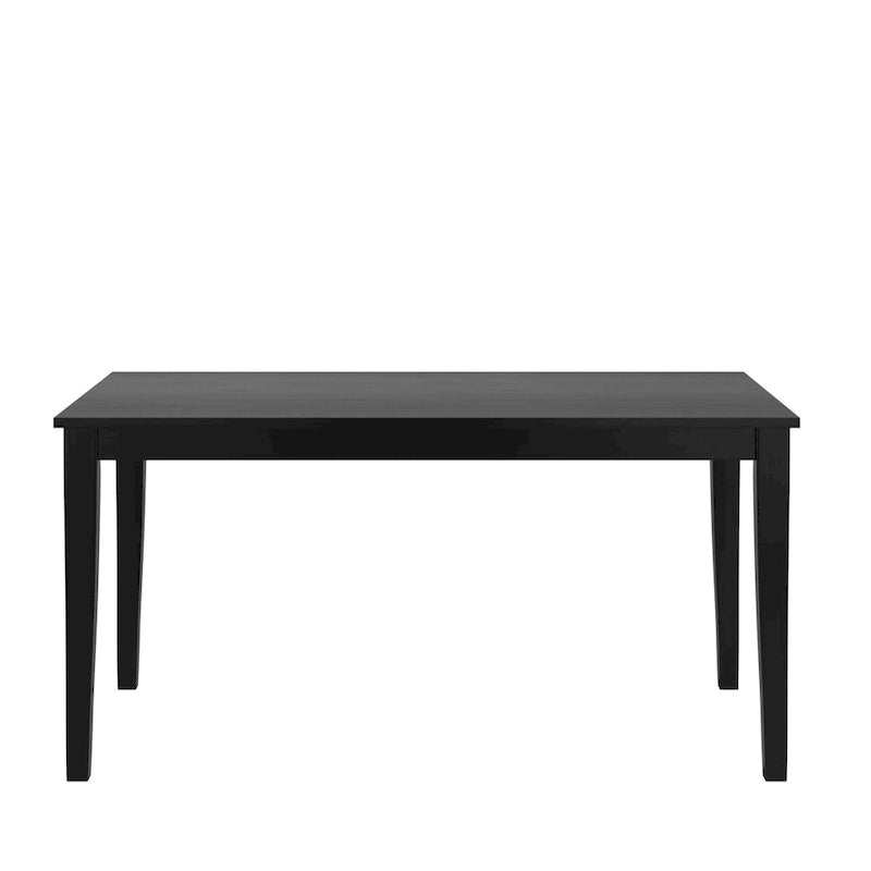 Black Rubberwood Rectangular Mission-Style Dining Table with Tapered Legs