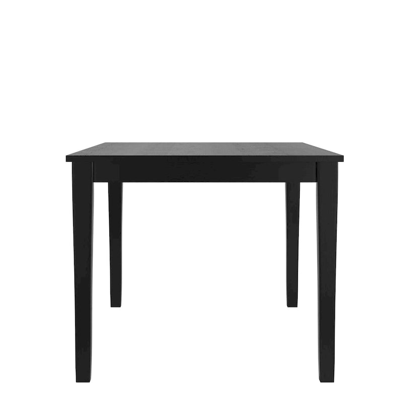 Black Rubberwood Rectangular Mission-Style Dining Table with Tapered Legs