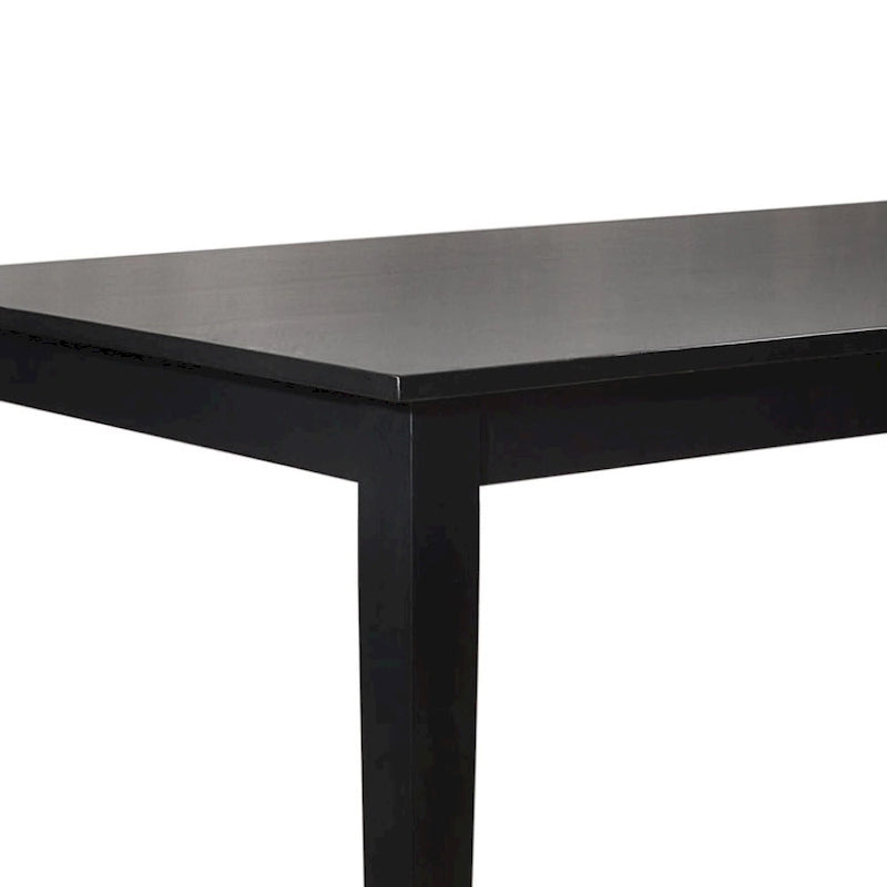 Black Rubberwood Rectangular Mission-Style Dining Table with Tapered Legs