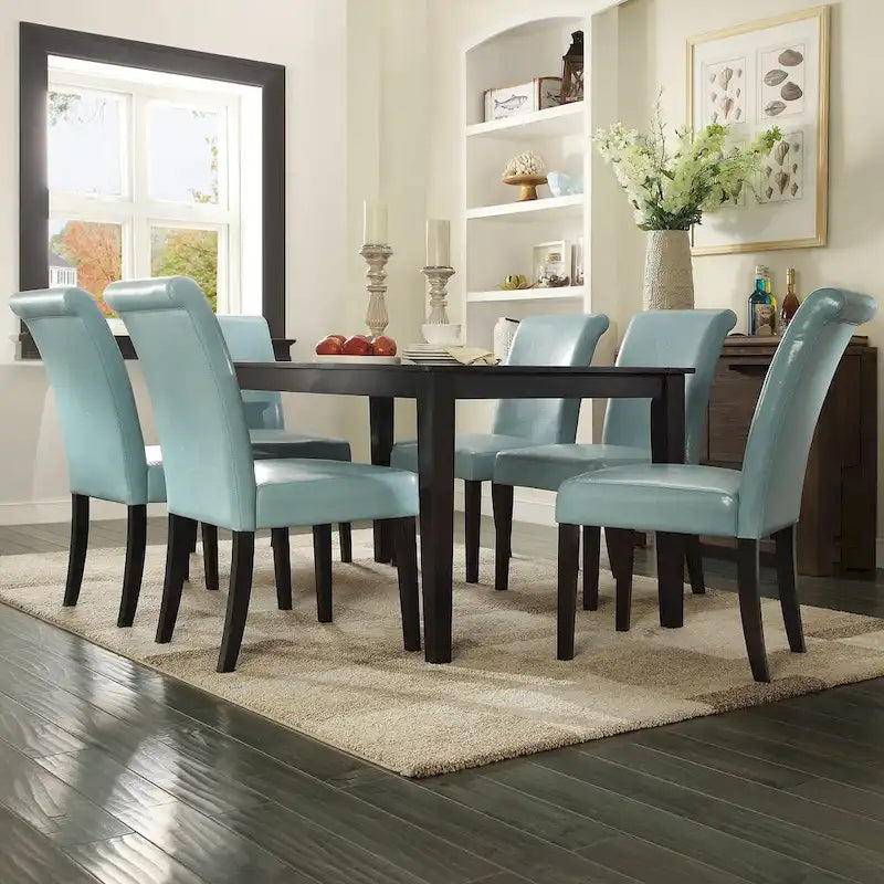 Black Rubberwood Rectangular Mission-Style Dining Table with Tapered Legs