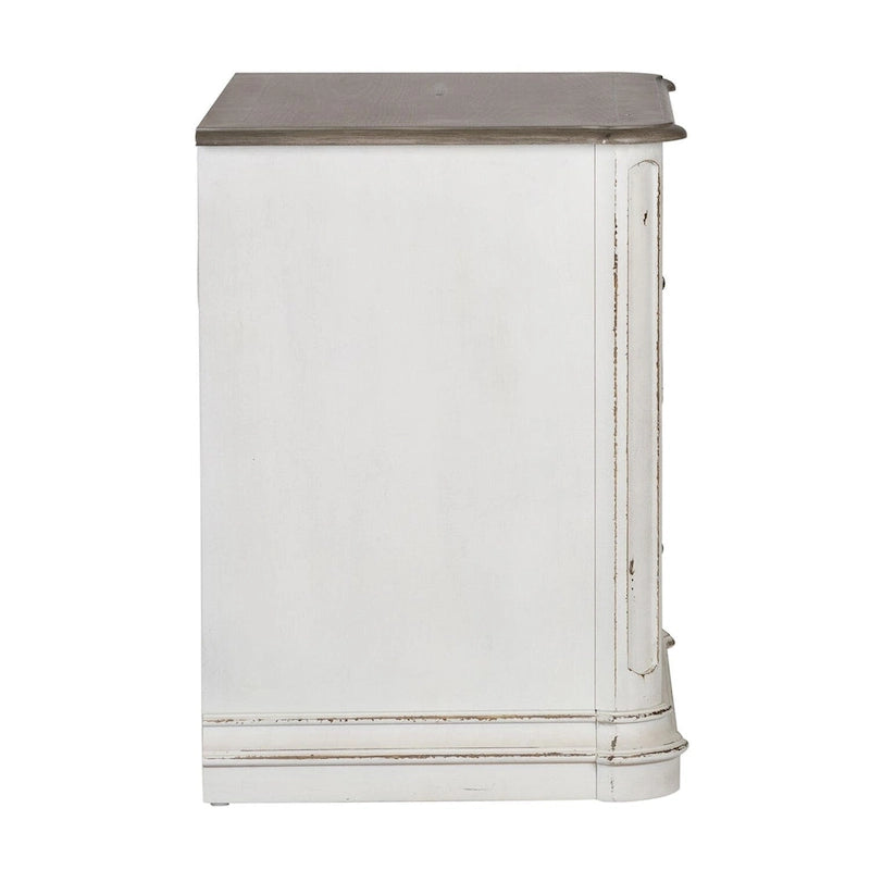 Antique White Two-Drawer Lateral File Cabinet with Weathered Bark Top