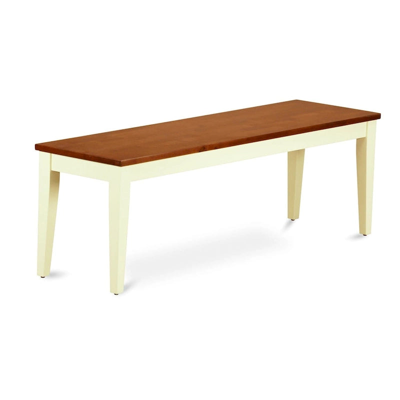 Solid Wood Dining Bench Cherry Black Two-Tone Rectangular Seat Four Legs