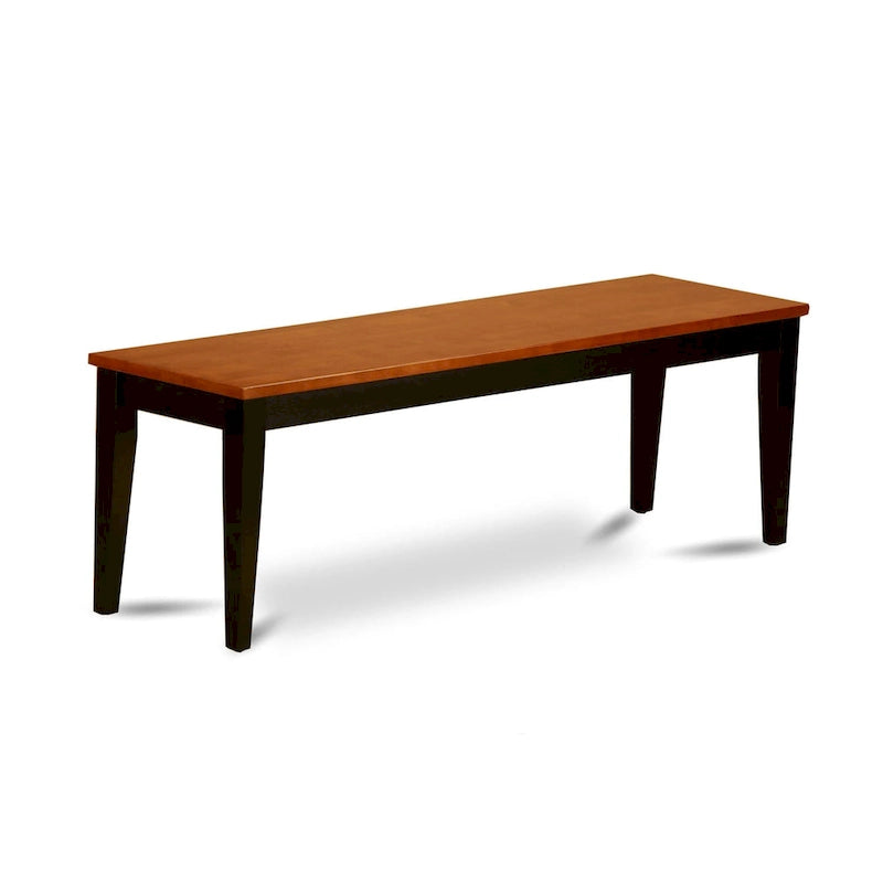 Solid Wood Dining Bench Cherry Black Two-Tone Rectangular Seat Four Legs